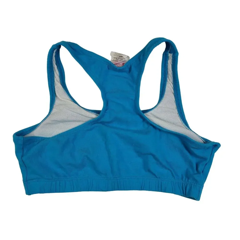Vintage Sports Bras Workout Tank Y2K Medium Blue Floral 00s 90s Lot